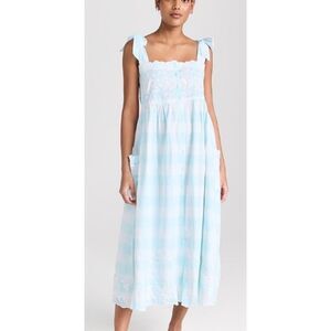 Juliet Dunn Blue Gingham Tie Shoulder Dress NWT Sz. 2 (US 6-8)